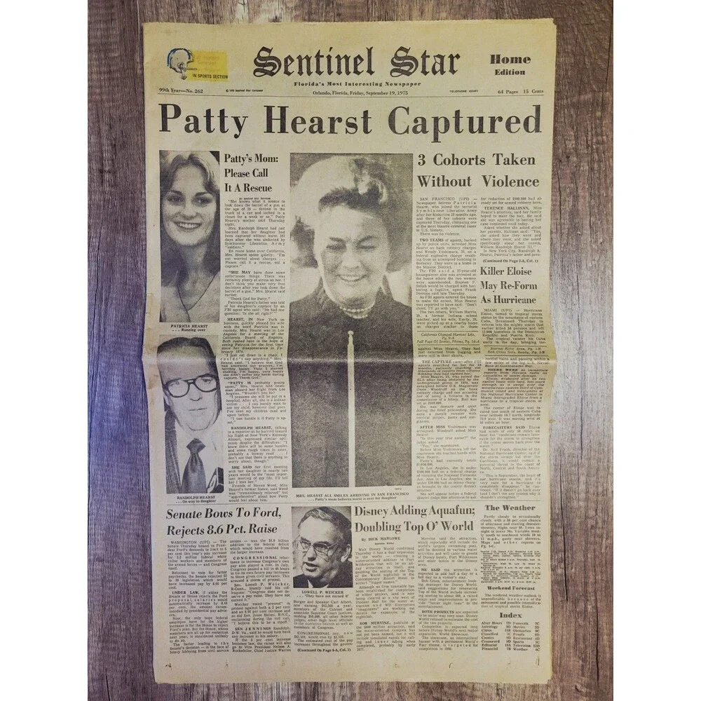 1975 Sep 19: Orlando (FL) Sentinel Star- Patty Hearst Captured, Hurricane Eloise